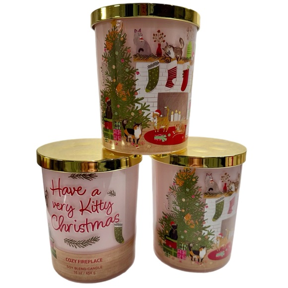 NWT! 🐈  Starcrafts 16 oz. Christmas Holiday Kitty “Cozy Fireplace” candle - Picture 8 of 15